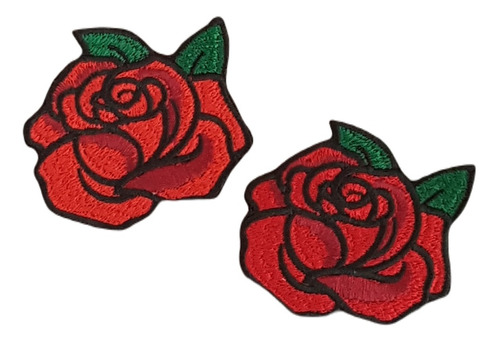 2 Parches De Rosas Bordadas