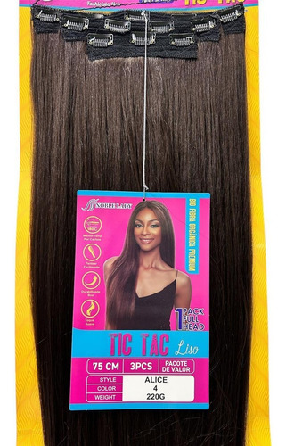 Cabelo Organico Premium Tic Tac 3 Telas Castanho Claro 04