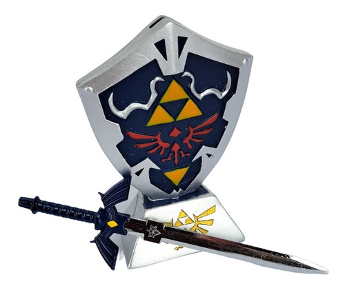 Espada Abridor De Carta E Escudo Zelda Com Suporte De Mesa