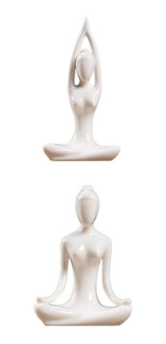 2x Cerámica Figura De Yoga Ornamento Estatua Jardín