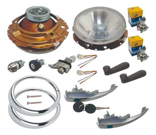 Kit Manijas Chapas Faros Y Foco Biceles Vw Safari 1. 73-80