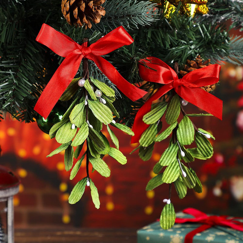 Mistletoe Artificial De Navidad Picks Ramas Falsas De Muérda
