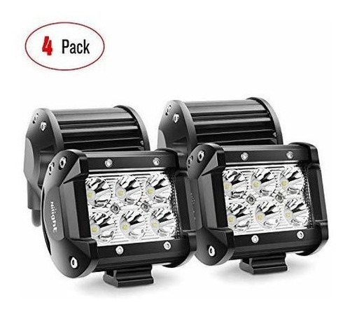 Barra De Luz Led Nilight 4pcs 18w 1260lm Spot Led Pods Condu