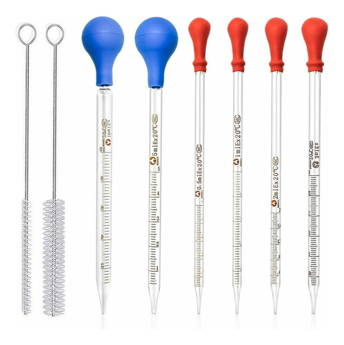 Pipetas Largas De Vidrio, 6 Piezas, Gotero Graduado