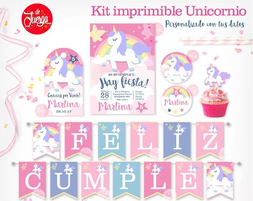 Kit Imprimible Unicornio Personalizado Candy Bar Cumple