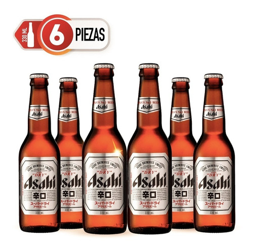 Six Pack Cerveza Asahi Extra Dry 330ml C/u