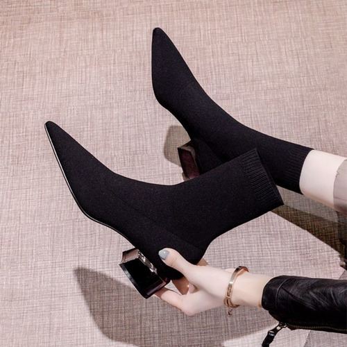 Botas Cortas Z Thin Boots Para Mujer, Tacón Alto Y Punta Pun