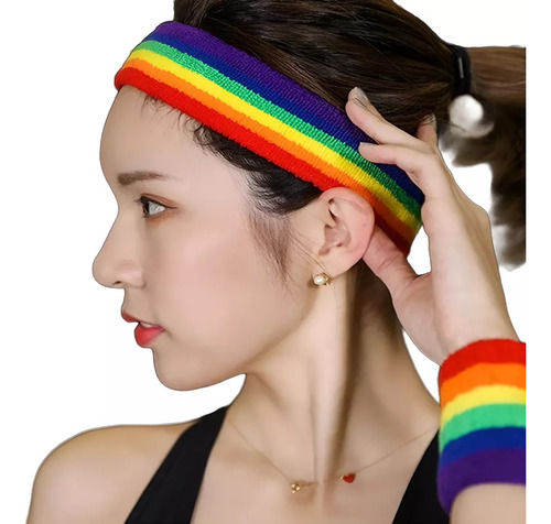 Vincha Bandana Diadema Elástica Arcoiris Orgullo Pride Lgbt Multicolor