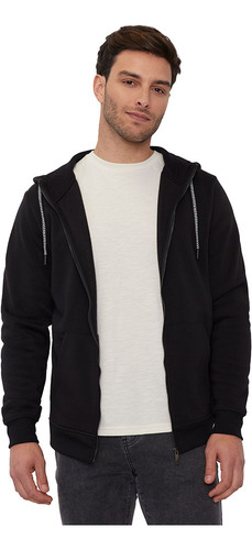 Polerón Hombre Full Zipper Clásico Negro Corona