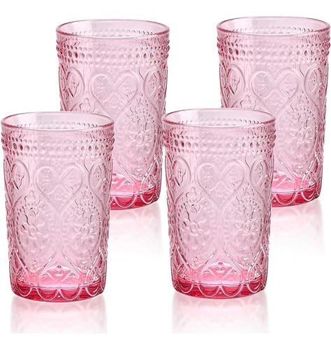 Glass Smile Juego Vasos Vintage 4 12 Onzas Color Rosa En Rel