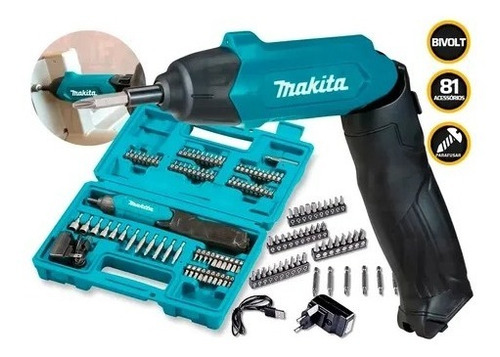 Kit Parafusadeira À Bateria + 81 Acessórios Df001dw - Makita