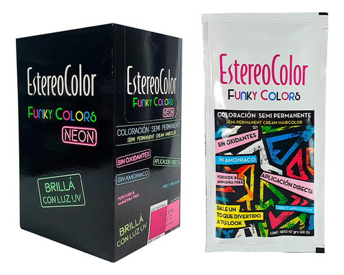  Estereo Color Neon Funky Colors Coloracion Semi Permanente Tono FUCSIA FLUO