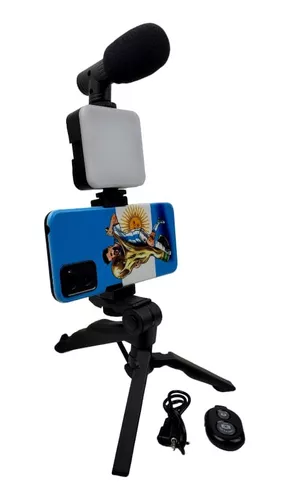 Kit Vlogger Vlog Tripode Flexible Con Microfono & Luz Led Para Celular  Control Bluetooth AY-49H