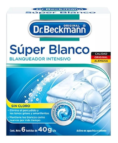 Blanqueador De Ropa Dr. Beckmann Súper Blanco 6pz De 40g C/u