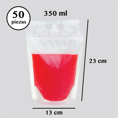 Imagen 5 de 10 de 50 Bolsa Stand Up Pouch Para Bebidas Con Cierre 350 Ml