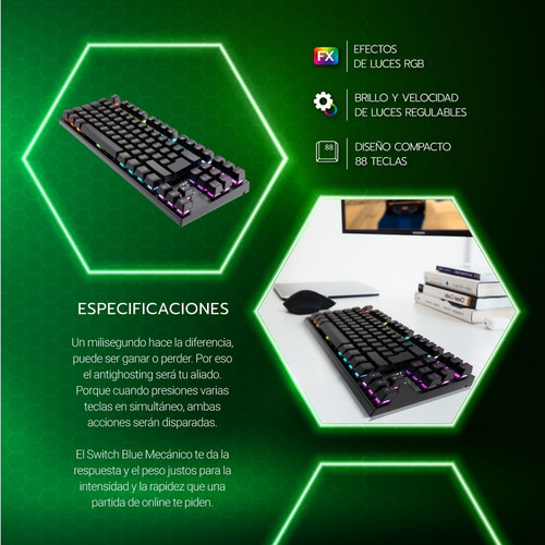 Imagen 7 de 8 de Teclado Gamer Mecanizado Constrictor By Aiwa Qwerty Metal