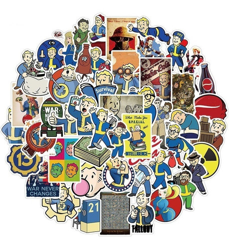 50 Stickers De Fallout - Etiquetas Autoadhesivas