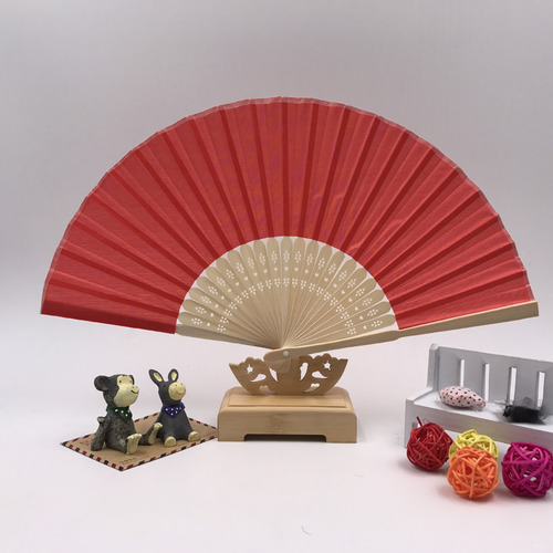 Rose Red - Foldable Blank Canvas Fan For Diy Painting