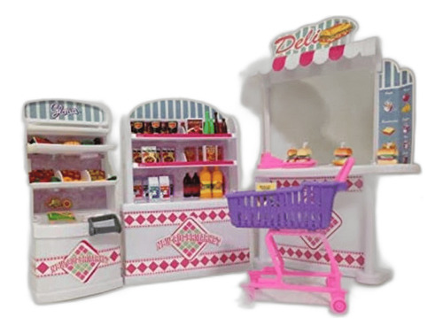 Casa De Muñecas Tamaño Barbie Muebles Supermercado