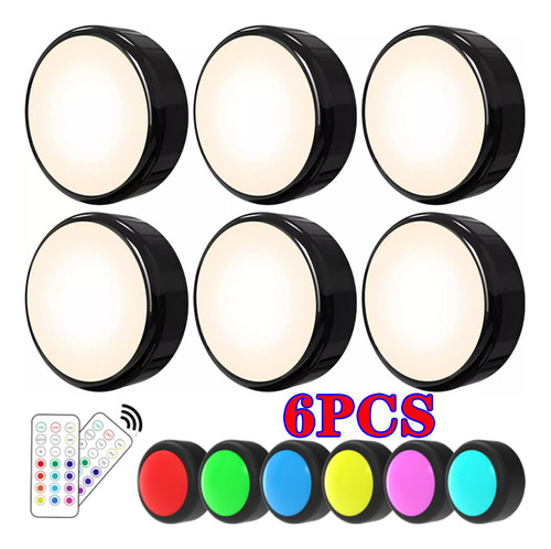 Luces Led Puck, Regulables, Rgb, Para Armario, Paquete De 6