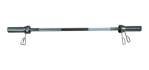 Barra Olimpica 1.20 Maciza Cromada C/topes Bsfit Color Plateado