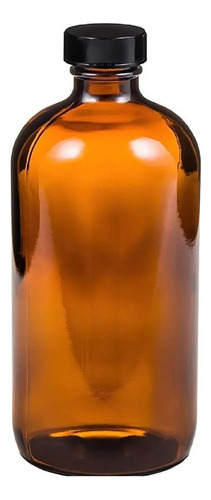 Botella Vidrio Boston Ámbar Tapa Fenólica Con Liner 500ml