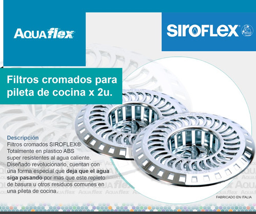 Imagen 3 de 6 de Filtro Cromado Pileta 2 Unidades Siroflex 2200/2s Aquaflex