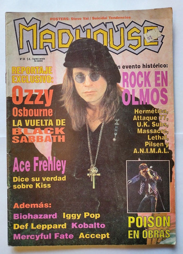 Revista Madhouse 34 Septiembre 1993 Ozzy Sabbath Hermetica