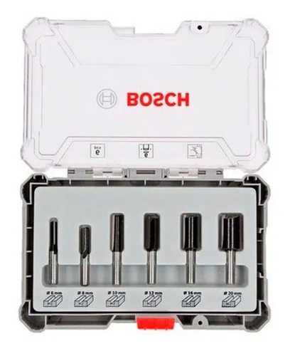 Jogo De Fresas Bosch 6 Pcs Reta Haste De 6mm