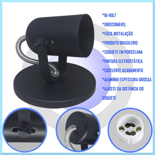 Spot De Sobrepor 1 Lampada Dicroica Em Led Direcional
