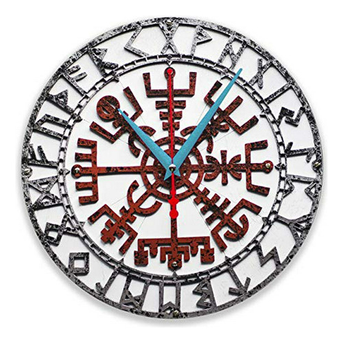 Reloj De Pared Vikingo Vegvisir - Diseño Artesanal Único Par