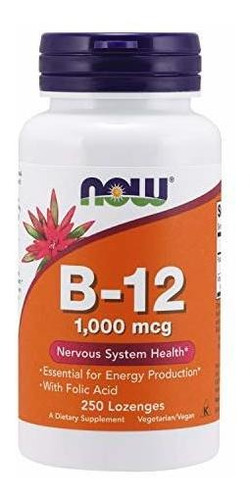 Now  Suplementos, Vitamina A B-12 1,000 Mcg Con Ácido Fóli