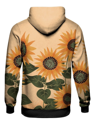 Imagem 2 de 2 de Blusa Moletom Capuz Flor Girassol Floral Folhagem Folhas