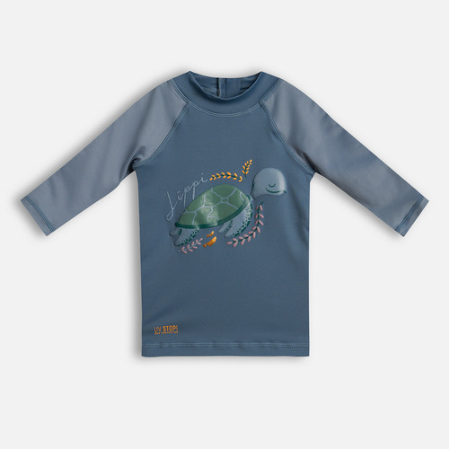 Polera Baby Boy Sun Pro 3/4 Sleeve Uv-stop T-shirt Azul Gris
