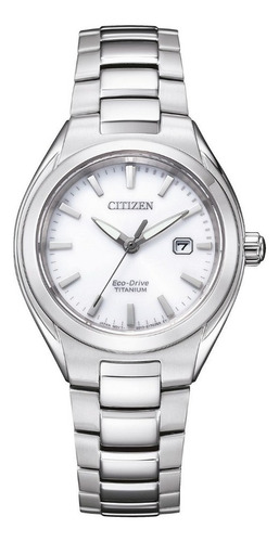 Citizen Donna Super Titanio Lady Ew2610-80a ....... Dcmstore Correa Gris Bisel Plata Fondo Blanco