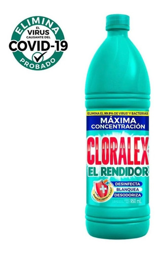 Caja Cloro Cloralex 12 Botellas De 950 Ml