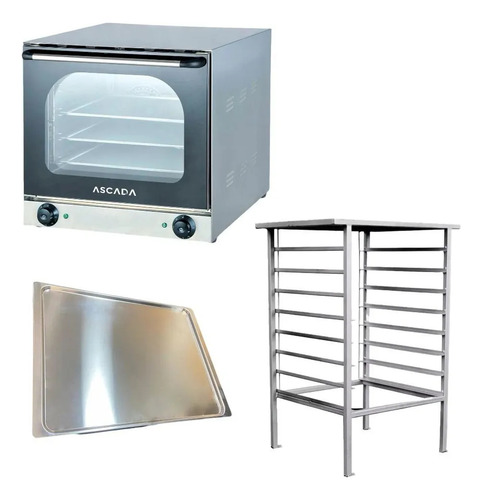 Horno Convector Ascada + 4 Bandejas + Base Y Pinza De Regalo 60l