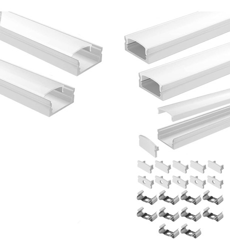 5pcs Perfil De Aluminio Difusor Para Cinta Led Plano 1m