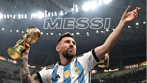 Poster Messi Campeón Del Mundo 40x70 Vinilo Premium