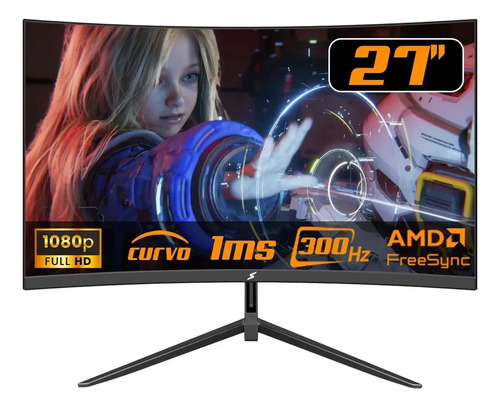 Monitor Gamer Superframe 27 Curvo 300hz 1ms Preto Preto