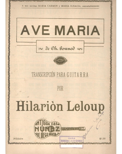 Partitura Original Del Ave María De Gounod Transcr. Guitarra