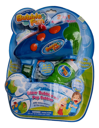 Burbujero Pistola Bubble Fun 2 En 1 17cm Amarillo Azul