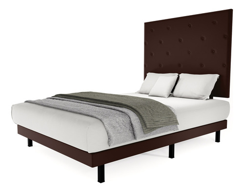 Recamara Quintana Individual Tapiz - Base + Cabecera Color Chocolate
