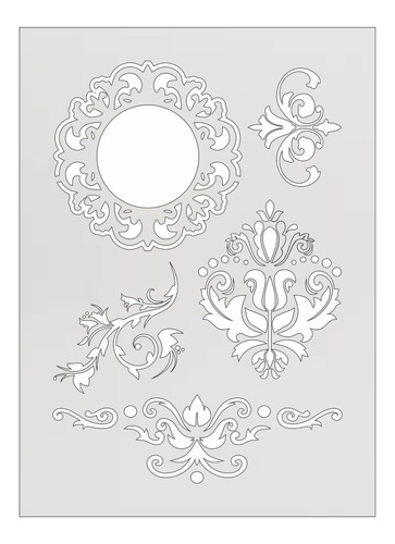 Stencil Plantilla Vintage Ornamentos Manualidades Art4349