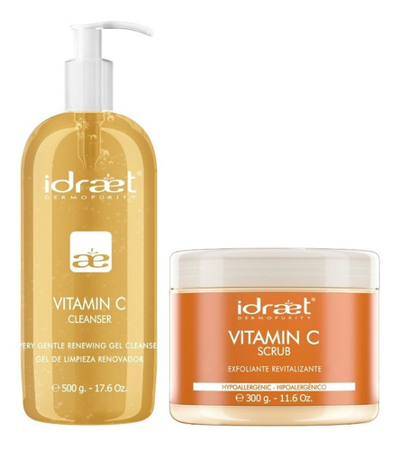 Dúo Gel De Limpieza 500g + Exfoliante 300g Vitamina C Idraet