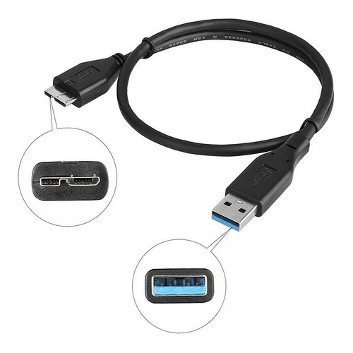 Cable Usb 3.0 Micro B Para Disco Duro Externo 30cm 