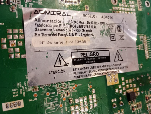 Monoplaca *35019015 Completa / Tv Admiral Ad4014 (Usado)