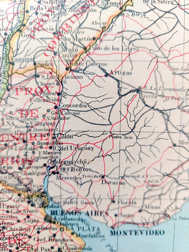 Mapa 1939 Ferrocarriles Argentina Chile Uruguay Patagonia (Usado)