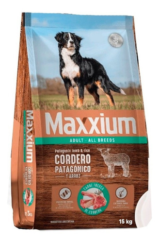 Alimento Maxxium Adulto Cordero Patagonico Y Arroz X 15kg