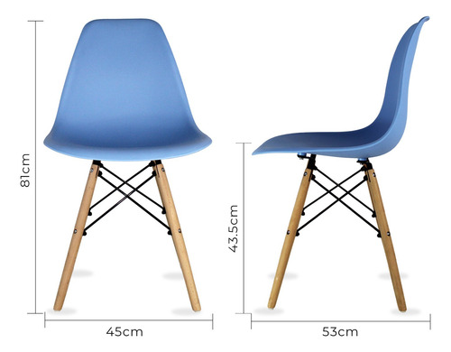 Comedor Oslo Rectangular Negro Para 4 Personas Sillas Oslo Azul